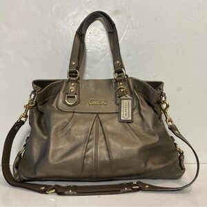 Coach Ashley Metallic Gold Carry All Shoulder Purse F15513